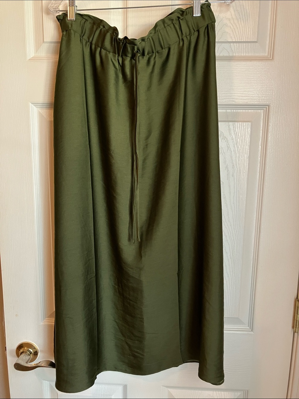 Ann Taylor Factory Olive Drawstring Maxi Skirt